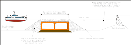 Figure 3 - Immersed tube tunnel option - above seabed.
